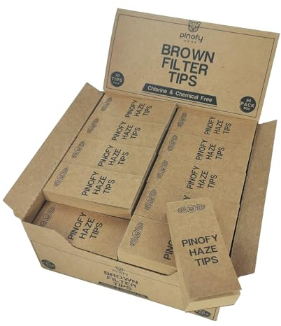 PINOFY Filter Tips Braun Wide 50 King Size Filtertips Breit Perforiert | 60 x 25 mm, ungebleichtes braunes Papier, 50 Tips je Heftchen, neutral im Geschmack, kein Schneiden