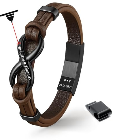 UNIQAL | Personaliesiertes Lederarmband mit Gravur SHAPE Herren Damen | Leather Bracelet mens | Magnetverschluss | handgemacht in Germany