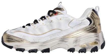 Skechers Women's D'Lites Vintage Vision Sneaker, White Leather/Multi Trim, 5 UK