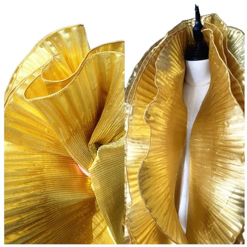 Plissee-Stoff, 3 Meter, steif, gerüschte Borte, Knautschfalten, Spitzenborte, Band, Manschette, Kragen, Kleid, Rock, Kleidung, Nähmaterialien, 15 cm breit, M38F17 (Gold)