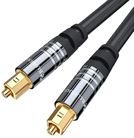 BlueRigger Digital Optical Audio Toslink Cable (0.45M, Fiber Optic, Aluminum Shell, 24K Gold-Plated) - Compatible with Home Theatre, Sound Bar, TV, Xbox, Playstation PS5, PS4 – Premium Series