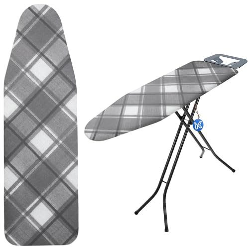 KADAX Bügelbrettbezug mit Kordelzug, praktischer Bügelbezug, Bügeltischbezug für Dampfbügeleisen, Verstellbarer Ersatzbügeltischbezug (Kariert M)