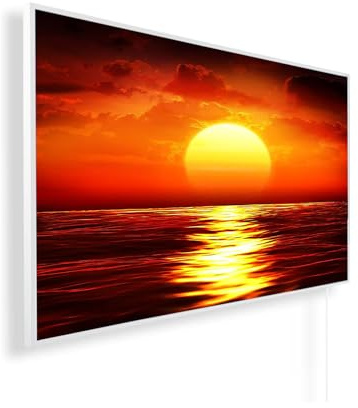 Könighaus Bild Infrarotheizung 800 Watt - Thermostat - 11-21 m² | Motiv: Sonnenuntergang, TÜV SÜD, 5 Jahre Garantie, Infrarot Wandheizung