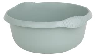 Silver Sage 5 Litre Capacity 28cm Round Washing Up Bowl for Kitchen Sink, Basin Mixing High Gloss Chic Finish Plastic Multiuse Washing Up Bowl Tidy Organiser Household (1, 28cm Round)
