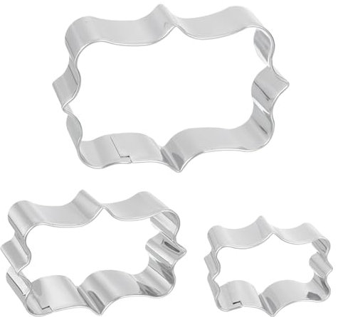 sourcing map Cookie Cutter Set for Baking Stainless Steel Silver Tone Rectangular Frame 2 Large + Rectangular Frame 2 Medium + Rectangular Frame 2 Small