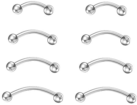 NewkeepsR 1.0mm/1.2mm Titan-Implantatqualität, gebogen, gebogen, Langhantel, Bananen-Rook, vordere Helix-Augenbrauenringe, vertikales Labret-Piercing