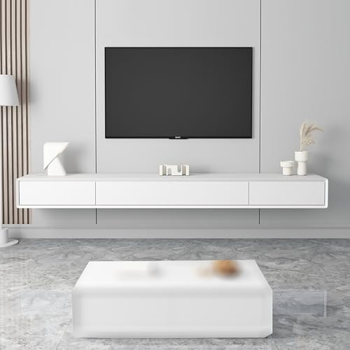 XRRJFYH TV Board Hängend Fernseher Tisch Modern Fernsehschrank mit Schubladen Lowboard TV Möbel Wohnzimmer TV Schrank Holz