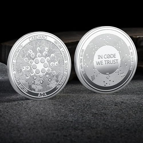 QYZXTH Ada Cardano Crypto Coin Criptomoneda Moneda Coleccionable En Código Confiamos Colección de Arte Moneda Conmemorativa Física Chapada en Oro-Plata