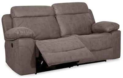 HOGAR24 ES - Sofá 2 Plazas Reclinable, Sofa Relax, Acabado en Tejido Color Cemento. Medidas: 164 cm (Ancho) x 102 cm (Alto) x 96 cm (Fondo)