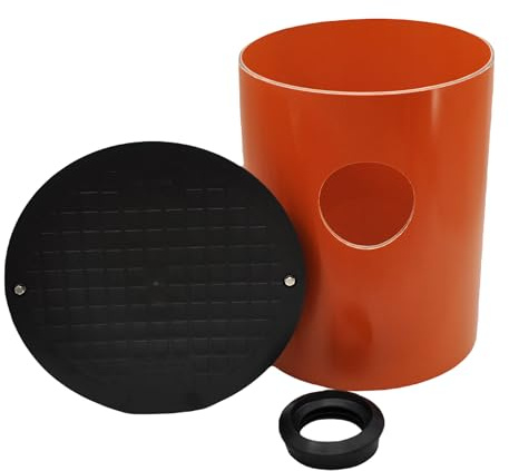 KG Rohr Abwasserrohr DN400 0,5m/1m mit 1/2/3/4Anschluss DN110/DN160 Manschette Drainageschacht Deckel Sickerschacht (0,5m Rohr 1x Manschette 110)