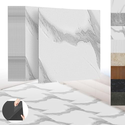 XINZI Lot de 108 dalles de sol autocollantes en PVC - Avec effet bois - 10,04 m² - Pour cuisine, salon, aspect marbre - Beige