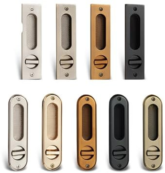Mute Mortice Sliding Door Lock Hidde Handle Interior Door Pull Lock Modern Room Wood Door Lock Furniture Hardware 1Pcs(F)
