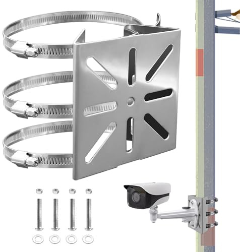 Xmart Soporte Camara Vigilancia con 3 Acero Inoxidable Bucles Ajustables 1 Pack Soporte Universal para Cámara de Vigilancia Universal Soportes de Poste Vertical para Cámara de Seguridad