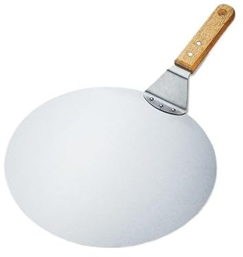 WANGZEYU Pelle Pizza Pelle à Pizza Ronde en Acier Inoxydable antiadhésive avec Manche en Bois de chêne, Pelle à Pizza, Outils de pâtisserie, Accessoires Pelle A Pizza(Big)