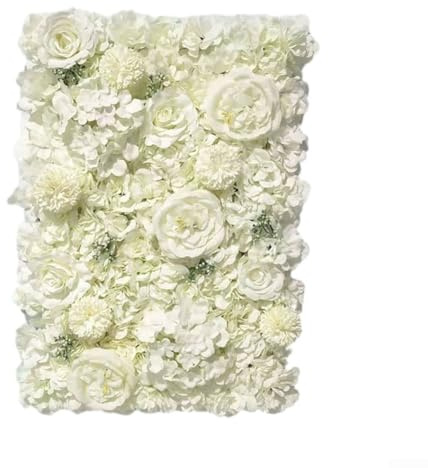 Jonikuper Panneau mural romantique en soie 40 x 60 cm Rose Pivoine Hortensia Toile de fond artificielle Blanc Rose Bordeaux Rose Rouge (Blanc)