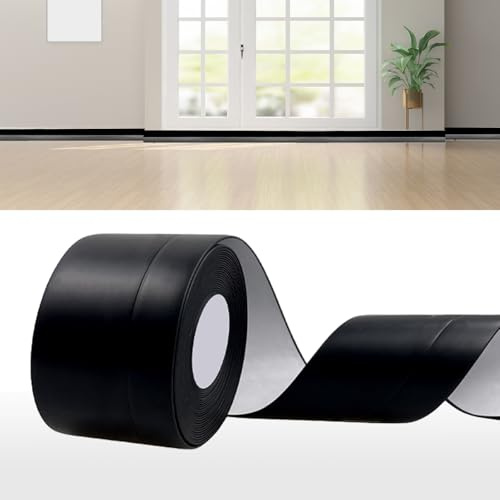 DIKARIYA Zócalo blando autoadhesivo, negro, 80 x 20 mm, 3 metros, zócalo blando autoadhesivo de PVC, flexible, zócalo flexible para cocina y baño