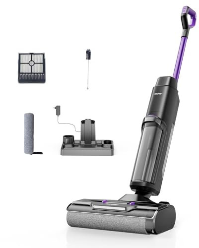 Redkey W15 Aspirapolvere e Lavapavimenti Senza Fili, aspirapolvere spazzino 3 in 1, potente aspirazione di acqua e polvere, laminato singolo da 5 mm, Autonomia Lunga 35min, Display LED, Auto-Pulizia
