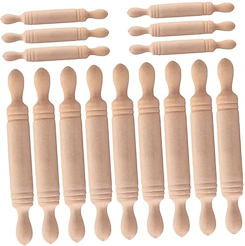 Holibanna 30 Pezzi Mattarello in Miniatura Legno Piccolo Mattarello Pasta Accessori Giocattolo Per Bambini