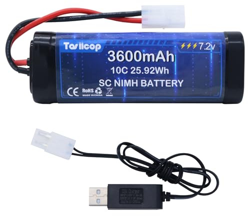 Tosiicop RC NiMH Akku 7.2V 3600mAh - 7.2 Volt RC Auto Akkus kompatibel mit Tamiya Stecker Ferngesteuertes Auto Akku für Remote Control Car LKW Monster Trucks Boot Buggy Aeroplane