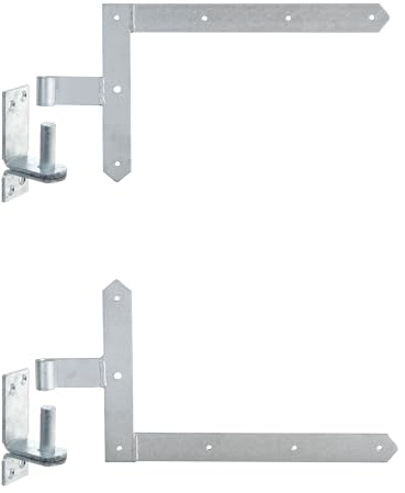 siwitec 250 x 400 mm Tor-Winkelband-Set oben und unten mit weiten Kloben für Rahmentore, Ø 13 mm, feuerverzinkt, Abschluss spitz, Ladenband mit Kloben, Türband, Torband, Winkelscharnier