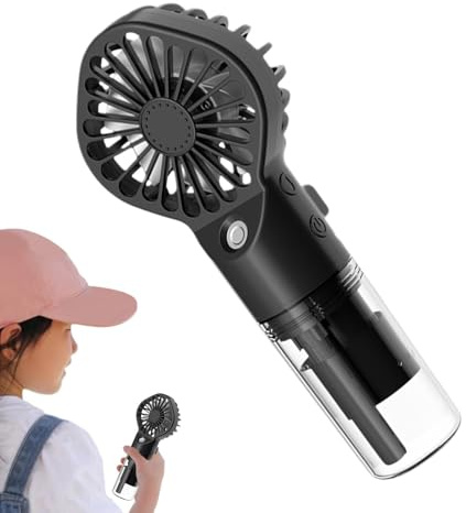 Mini ventilador de agua recargable, ventilador portátil de nebulización de mano, ventilador de equipo de campamento, funciona con pilas recargables, de mano, pequeño, 4 velocidades, ajustable, de