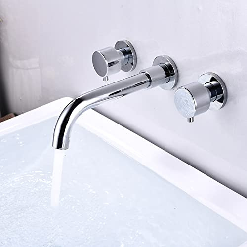 All Copper Buried Wall Concealed Basin Faucet in-Wall Black Wall Faucet washbasin Hidden Embedded hot and Cold, b Electroplating