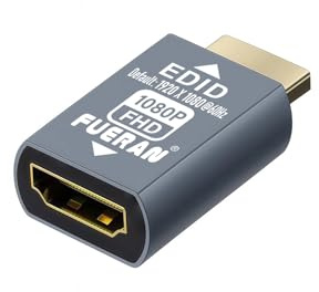 FUERAN Adaptateur d'émulateur HDMI EDID, 1920 x 1080 à 60 Hz, Adaptateur Plug & Play, Compatible avec Mac, Thunderbolt vers HDMI, commutateurs, récepteurs AV, extenseurs (1920 x 1080 à 60 Hz (1080P))