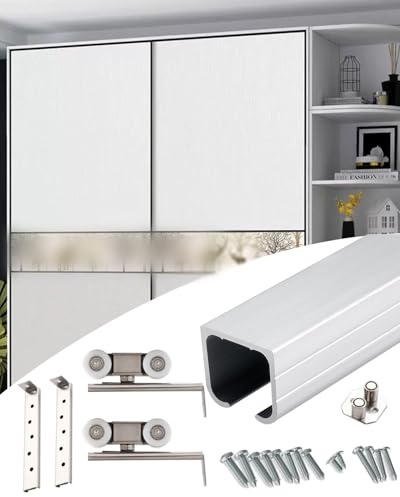 åTkomstpanel Liten Enkelspårig Skjutdörrssats för Skåp, Toppmonterade Vikdörrsskenor med Hjul, Fickdörrstyrning(665cm/261.8inch)