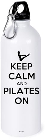 Regali Pazza idea Borraccia Bottiglia Alluminio 750 ml Con Tappo A Vite - scritta keep calm pilates - Regalo uomo donna palestra