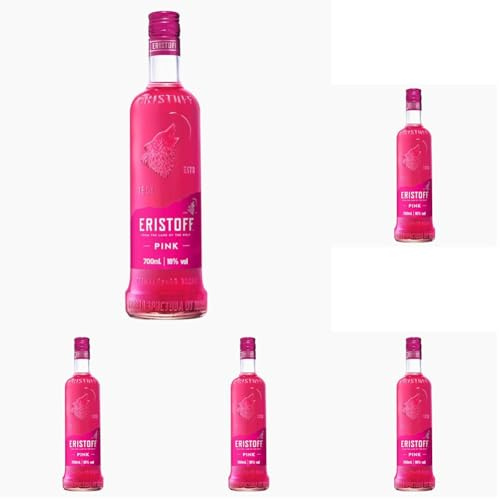 ERISTOFF Liqueur Pink Vodka, 18% Vol, 70cL / 700mL, Spirit Vodka aux Arômes de Fraise Vibrante (Lot de 5)