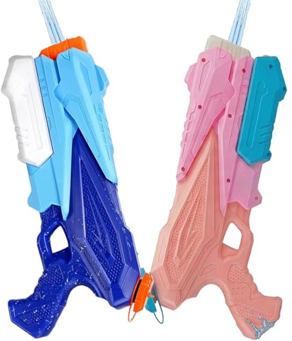 Muslecid Wasserpistole für Kinder und Erwachsene, 600ml Wasserspritzpistole Groß Super Soaker, 8-10m (26-33 ft) Reichweite Spritzpistole Wasser Spielzeug für Sommer, Garten (600ml *2)