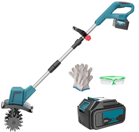 Cultivador Rotativo Eléctrico Inalámbrico, Cultivador de Jardín Eléctrico con Mango Ajustable, Cultivador de Suelo de 22Cm de Profundidad, Cultivador de Suelo para Cultivo de Suelo, Céspe One Battery