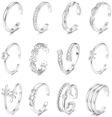 KRFY 12 st 14K guldpläterade tåringar för kvinnor justerbara guldtåringsset ej fläckigt öppet band stapling tåringar CZ båge blomma sommar strand fot smycken