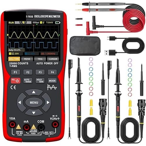 Osciloscopio digital 3 en 1 ZT703S, multímetro, ancho de banda 50 MHz, frecuencia 280 MS, almacenamiento datos forma onda PC, generador señal dual, comprobador(With 2 Test probes)