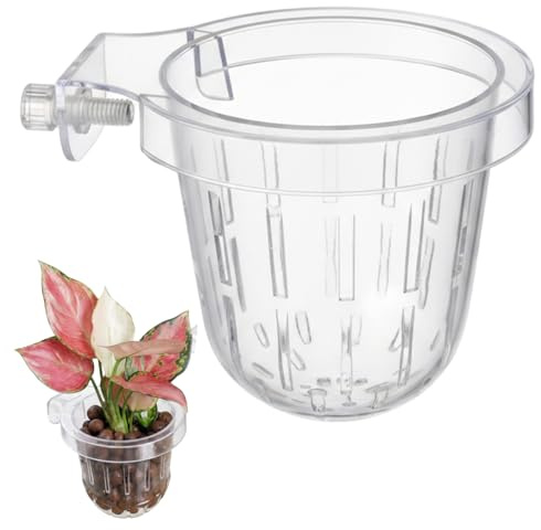 Bemonew Cestino per piante per acquario, supporto decorativo da appendere, con fori per una crescita sana, fioriera per acquari per piante acquatiche