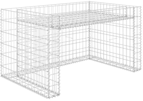 Garage pour tondeuse à gazon avec parterre surélevée - 110 x 80 x 60 cm - En fil d'acier - Abri pour robot tondeuse - Gabion de jardin comme bac à plantes, toit résistant aux intempéries pour robot