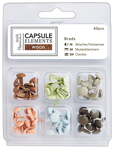 Docrafts Papermania - Musterklammern/Brads 61 Stück Elements Wood