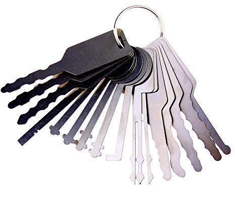 TMP - Set di 16 chiavi per auto, set di grimaldelli e strumenti di riparazione