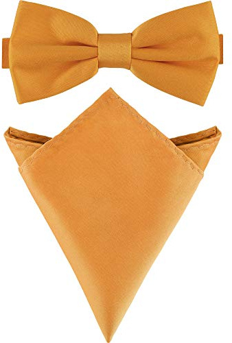 Ladeheid Herren Schmale Fliege & Einstecktuch Set M/P (12cm x 6cm, 22cm x 22cm)