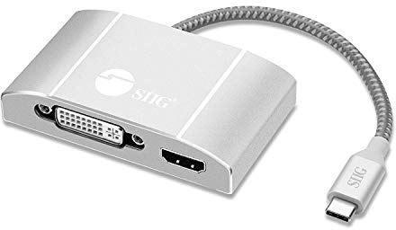 Siig Adaptateur vidéo USB-C vers 3 en 1 avec Chargement PD – DVI/HDMI/VGA – Adaptateur de câble vidéo