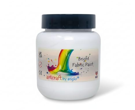 artcraft by anglo White Fabric Paint 100ml - Permanent Fabric Paint for Clothes, T-shirts, Jeans, Bags & Canvas Shoes - Washable Paint for Textiles, Art Supplies & Craft Projects