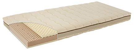 Träumeland T080275 Kind- & Jugendmatratze Naturstern 140 x 200 cm - Naturmatratze mit Bezug aus kbA-Baumwolle und hervorragendem Liegekomfort dank Naturlatex in innovativem Sandwichaufbau, mehrfarbig