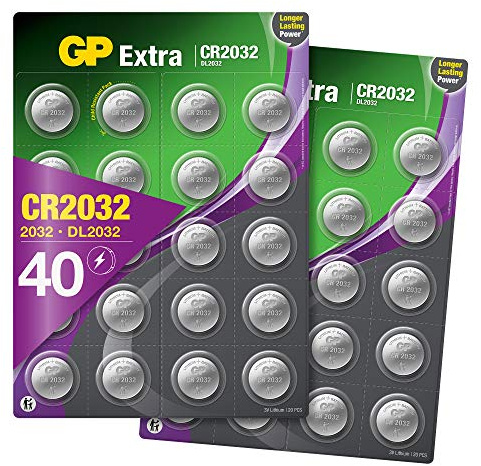 Piles CR2032 - Lot de 40 | GP Extra | Bouton Lithium CR 2032 3V - Haute Performance
