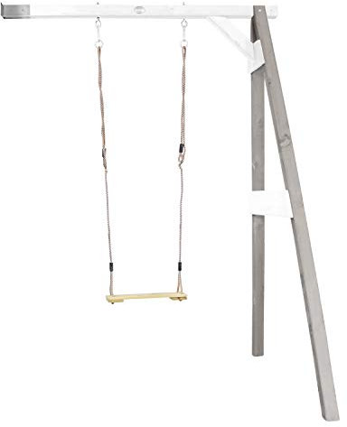 AXI Single wooden swing in grey & white | Wall-mounted swing set for children with wooden swing seat | Swing set only on wall for garden/outdoors