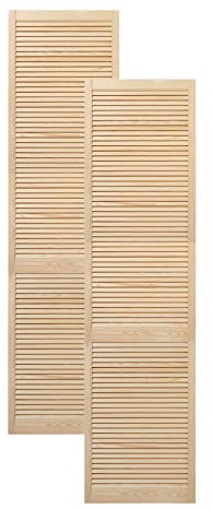 Lamellentür Holztür natur 242,2 x 59,4 cm mit offenen Lamellen für Regale, Schränke, Möbel | Kiefer Holz unbehandelt | Doppel-Paket 2-er Pack
