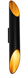 Qazqa Modern Up and Down Wandleuchte, Wandlampe - Organo - Schwarz Gold, max. 50W, Geeignet für LED, 2-flammig, 5.6cm, Ideal als Wohnzimmerlampe und Flur