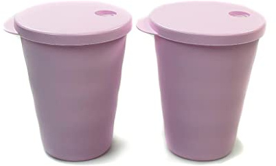 Tupperware Junge Welle Trinkhalmbecher 330 ml (2) rosa Trinkhalm Becher