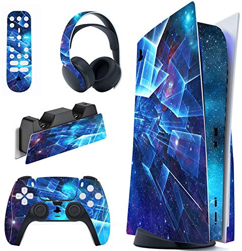 playvital Adesivo Skin Sticker Decal Vinile per ps5 Standard Disc Edition | Adesivi Decorativi per Console Controller Telecomando Cuffie Base di Ricarica, Non per Slim/Pro, Galassia Multidimensionale