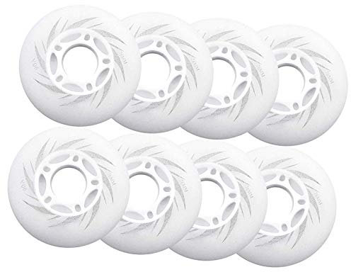 HJGHY LED-Leuchten PU Inline Skate Ersatzräder (8Er Pack) Leuchträder für Inline Skate Wave Board Caster Board Street Surf,Weiß,80mm