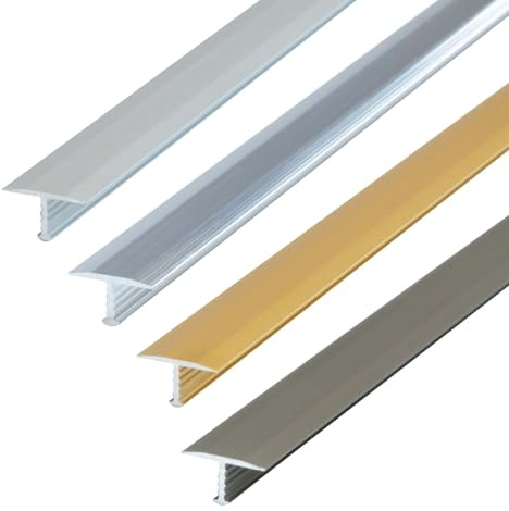 Dalsys T-profil, övergångsprofil 100cm x 13mm golvprofil av anodiserad aluminium, champagne